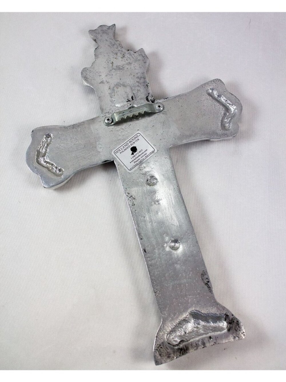 Holland Boone Polished Pewter Cross Wall Hanging Decor Mexico 12" - Picture 2 of 4